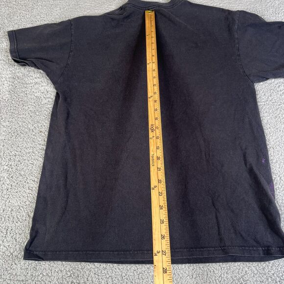 Vintage Skull T Shirt Mens Large Black Purple Graphic Argyle Short Sleeve  Y2K - Picture 8 of 9